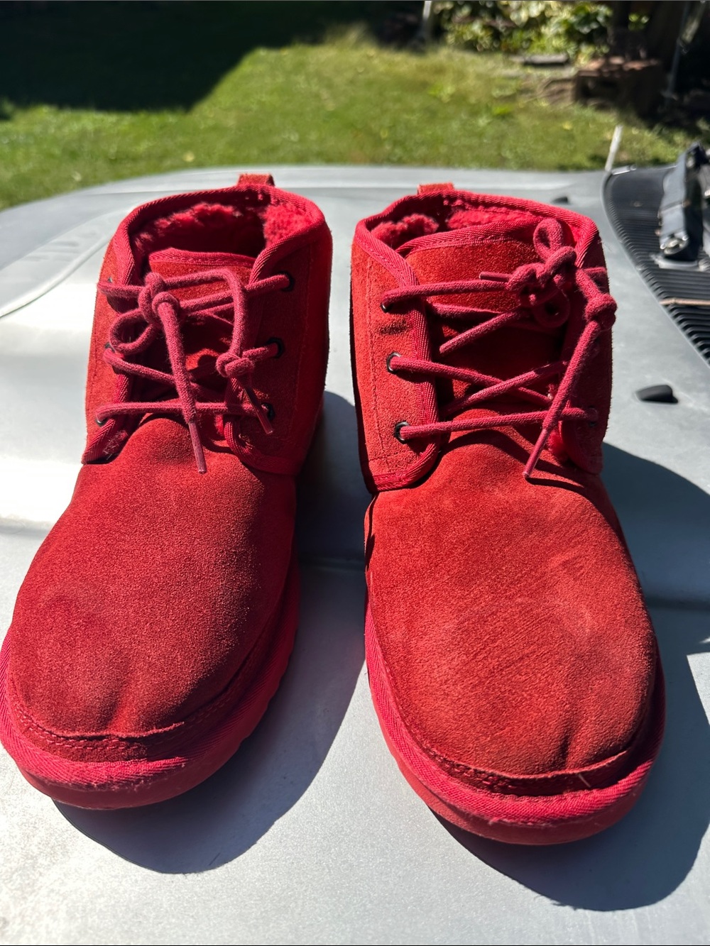UGG Men's Red Suede Chukka Boots with Tonal Laces